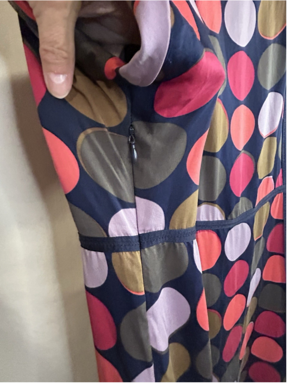 Boden Notting Hill Midi Dress 100% Silk Polka Dot Lined Size 16R WH228 EUC - Picture 7 of 8